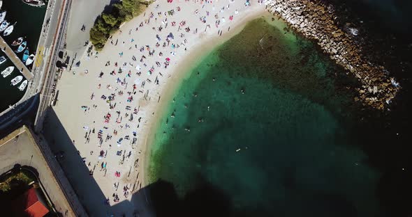 Aerial Footage of Antibes, France, Cote D Azur. Beautiful Sunny Day in Mediterranean Sea. Old Castle