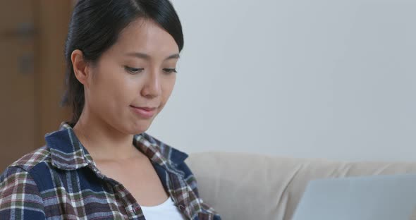 Woman study on laptop computer at home