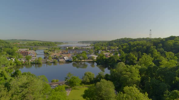 Aerial View of Roslyn Village and Pond