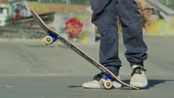Tilt up view of a skateboarder