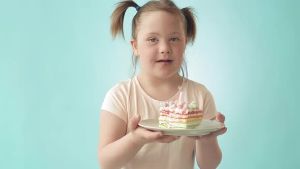 Handicapped Girl with Birthday Cake