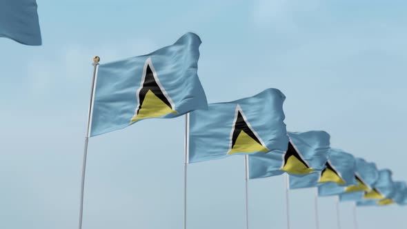Saint Lucia Row Of Flags 