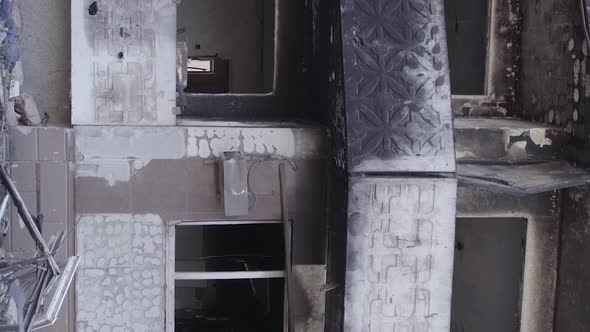 Vertical Video of a House Destroyed By the War in Ukraine