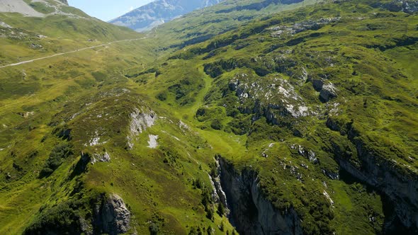 Amazing Landscape at Klausen Pass Mountain Road in Switzerland  View From Above