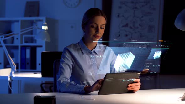 Businesswoman with Tablet Pc and Virtual Screen 41