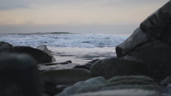 Sea Waves Coming Into Rocky Shore