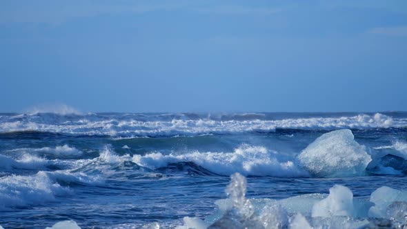 Ocean Waves Washed Icebergs