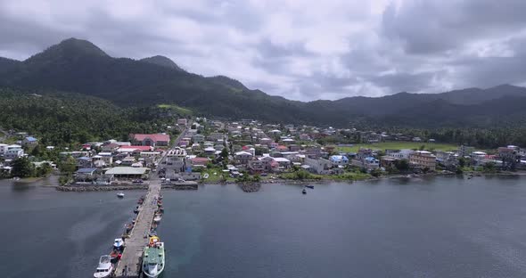 Panorama From Above On The City Of Portsmouth In Dominica