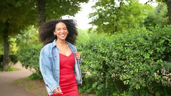 Fashion Slow Motion Portrait of Sensual Attractive Young Naturally Beautiful African American Woman