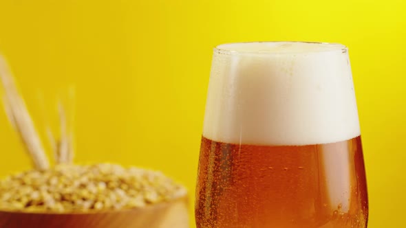 Foamy Beer in Glass Closeup