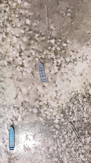 Vertical Video of Low Tide in the Ocean Near the Coast of Zanzibar Tanzania