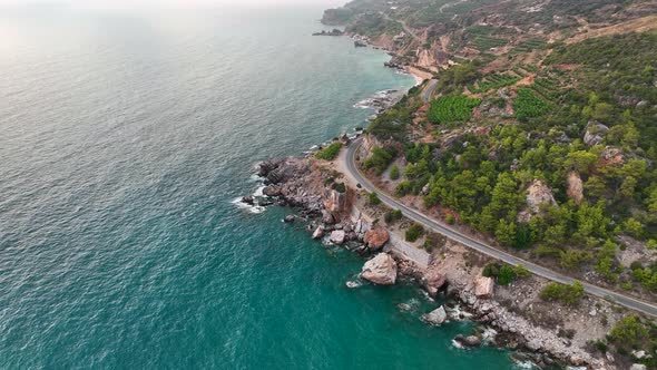 Awesome sea rocky texture aerial view 4 K Turkey Alanya