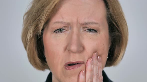 Close Up of Toothache, Old Woman with Tooth Infection