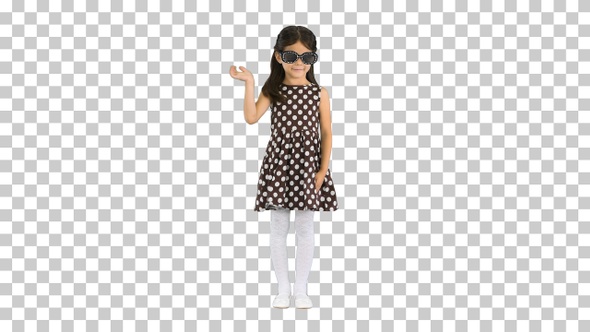 Dark-haired little girl in polka-dot dress, Alpha Channel