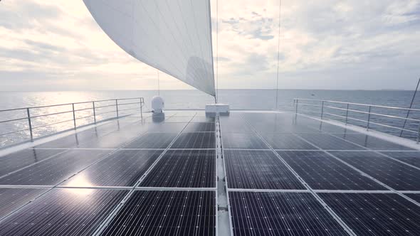 Solar Panels With Sail On Top Of Yacht