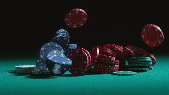 Poker chips falling in slow motion; shot on Phantom Flex 4K at 1000 fps alt
