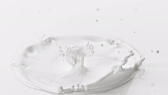 Super Slow Motion Detail Shot of Fresh Milk Crown at 1000 Fps