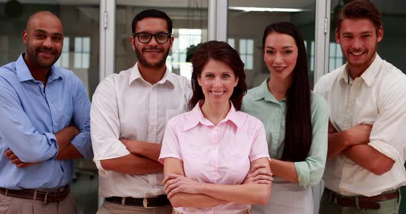 Casual Business Team Smiling at Camera