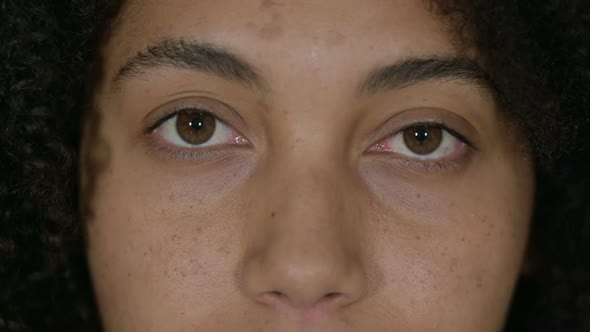 Close Up of Blinking Eyes of African Woman