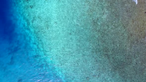 Aerial drone landscape of lagoon beach by clear sea and sand background