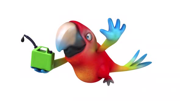 Fun 3D cartoon animation of a Parrot with alpha