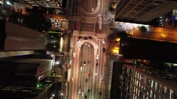 Night downtown Sao Paulo Brazil. Downtown district at night life scenery.