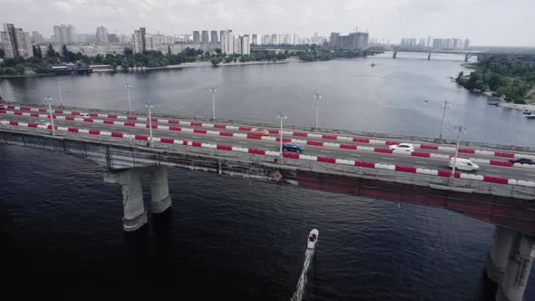 Aerial Video Sailboat Under the Bridge