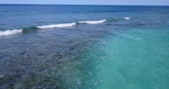 Luxury drone abstract view of a white sand paradise beach and turquoise sea background in colourful 